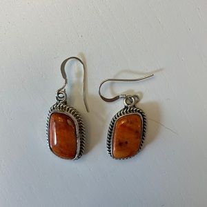 Silver stone earrings